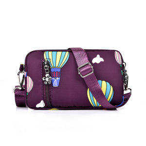 Tas Selempang HP Import Nylon Flower Zipper 3 Ruang