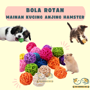 Bola Rotan Mainan Gigit Hamster Kucing Anjing Mainan Bola Gigit Hewan