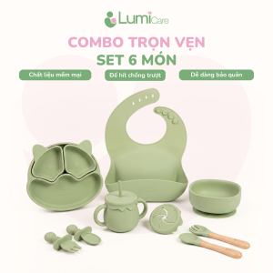 Combo ăn dặm Trọn Vẹn Lumicare - Set 6 món - Xanh lá