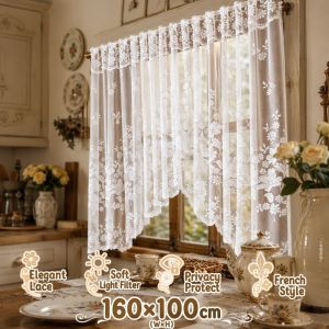 Semi Sheer White Lace Curtain 160 X 100 Window Drape For Living Room Kitchen Bedroom Home Decor