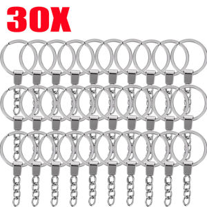 30pcs Zinc Alloy Iron Key Rings for DIY Crafting / Round Flat Split Metal Keychain / Hoop Design Silver Keychain for DIY Crafting