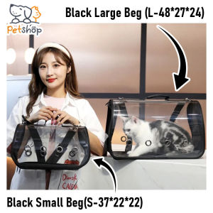 Full Transparent Pet Carrier Japanese Pet Kucing Foldable Breathable Bag Travel Bag