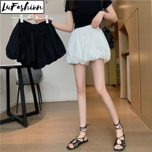 LuFashion Short Pants Women Casual Summer Plain High Waist Loose Bloomer Shorts