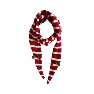 Knitted Striped Triangle Scarf Women Autumn Winter Outer Small Scarf Shawl Cherry Pattern Headscarf Neck protection Scarf