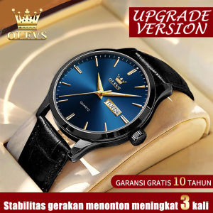 OLEVS mewah klasik jam tangan pria dewasa 2024 anti air original kasual tampilan kalender ganda bercahaya jam tangan pemuda free box