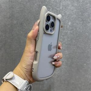 Cat Ear Case for iPhone 16 Pro Max 16 Plus Soft Silicone Transparent Shockproof Cover for iPhone 13 11 12 14 15 Pro Max Plus