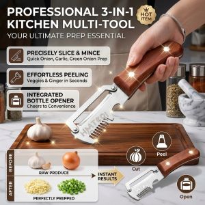 3-in-1 Stainless Steel Onion Cutter Multi-Functional Vegetable Chopper Durable Kitchen Tool