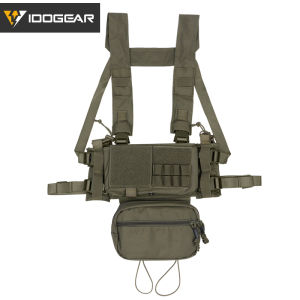 IDOGEAR Tactical Chest Rig Modular Lightweight Chest Rig MK3 Full Set w/ 5.56 Mag Pouch Hiking Camping Tactical Outdoors Sports Gear 3317