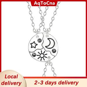 [COD] AqToCna Ship within 24 hours 3Pieces New Round Sun Star Moon Pendant Necklace Fashion Best Friend Forever Friendship BFF Men And Women Charm Chokers 2023