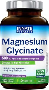 Innate Vitality Magnesium Glycinate 500mg    70mg Elemental Magnesium Supplement- High Absorption Non Buffered Non-GMO & No Gluten - Nerve Muscle Bone Health - 120 Vegan Capsules Magnesio
