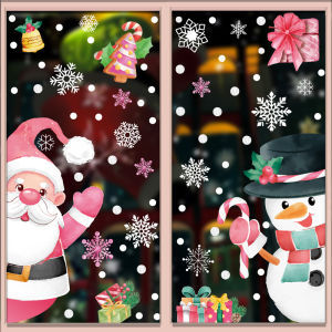 Christmas Decoration Static Sticker Internet Celebrity Coffee Dessert Shop Small Window Glass Holiday Happy Atmosphere Layout Sticker