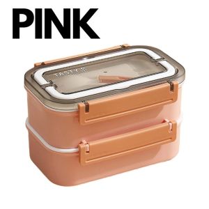 Double Deck Lunch Box Food Grade Stainless Steel Bento Box with spoon and fork Leak proof Seal