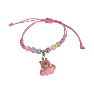 Vibrant Macaron Color Kids Bracelet With Cartoon Capybara Pattern Adjustable Soft Band Suitable For Celebrations