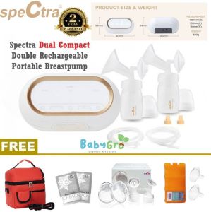Spectra Dual Compact Double Rechargeable Portable Breastpump with Gift