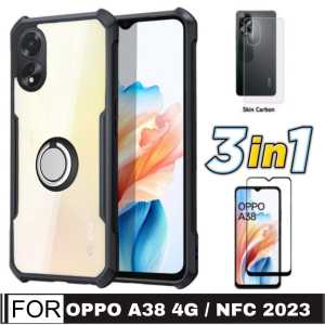 PROMO PAKET 3 INC 1 CASE OPPO A18 2023 / OPPO A38 4G / A38 4G NFC 2023 / A57 4G / A57 5G / A77 4G / A77S 4G / A77 5G / A77S 5G 2022 Ultra Slim Shockproof Transparent Premium Softcase Anti Fall CINCIN RINKG