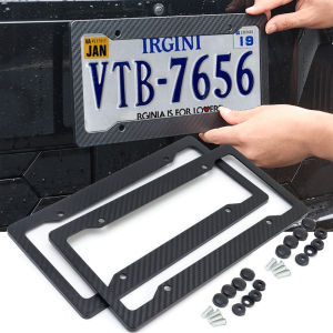 Car License Plate Frame Plastic ABS Carbon Fiber Pattern License Plate Holder Universal License Plate Frame with Screws 30*15CM