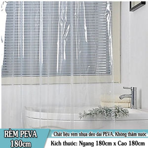 Rèm Phòng Tắm / Rèm Cửa Sổ Kẻ TRONG SUỐT 180cm X 180cm CAO CẤP Loại 1