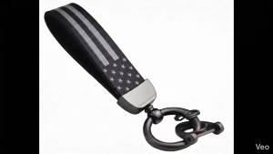 Zorratin American Flag Leather Car Keychain w/Metal Ring US Stars Stripes for Chevrolet GM Ram Ford Dodge Jeep Chrysler Lincoln