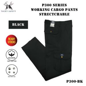 P300 [ READY STOCK ] CARGO 6 POCKETS SLIM FIT STRETCHABLE WORKING LONG PANTS / CARGO PANTS / SELUAR PANJANG KERJA