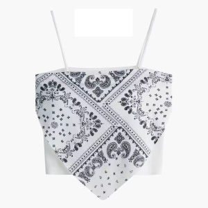 FRAN Cashew Flower Printed Suspender Top For Women Slim Fit And Versatile Short Inside T-shirt For Summer COD