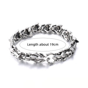 [ILOVEDIY] Ins Trend Niche Design Retro Rock Punk Alloy Keel Hip Hop Bracelet Retro Bracelet