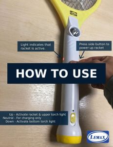 LEMAX 2 in 1 Rechargeable Insect Killer Torch Light Mosquito Racket Pembunuh Serangga Nyamuk Cahaya Obor