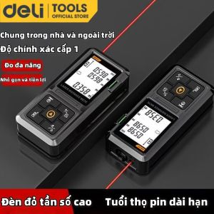 Thước đo khoảng cách Deli Chính Xác Cao Chính Hãng Cầm tay Đa chức năng  Đo Laser Xây Dựng