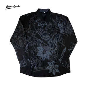 Kemeja Batik Pria Premium Slim Fit Motif Satrio Abu Katun Halus Full Furing Modern Elegan Size M–XXL