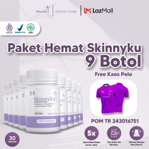 SKINNYKU - Paket Hemat 9 Botol Pelangsing Gratis Polo Shirt Premium