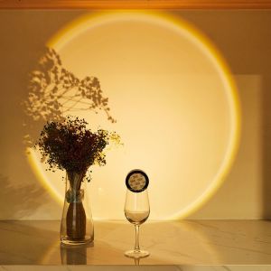 [Timmo House]Wireless Sunset Lamp Night Light Projector Home Wall Lamp Battery Powered Touch LED Cabinet Lights Stick On Wall  Kitchen Bedroom Closet Cupboard Night Light Home Decoration