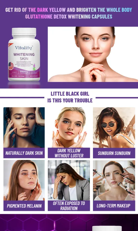 Ultra High Strength Glutathione 2000mg Concentrated Formula  livercleansinganti-aginganti-oxidation98%+ Highly Purified and Highly  Bioavailable whitening skin care immune support - Non-GMO Fermentation  60capsules Reduced Glutathione Supplement ...