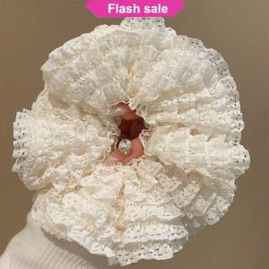 Flash Sale Elegant French Lace Wide Scrunchie Hair Band For Women Girls Hair Tied Bands Head Rope Sweet Hair Ornament Fashion Hair Accessories