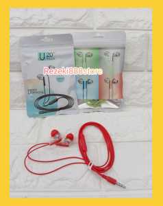 Headset  Macaron + Mic U20+ Handsfree  Transparan Stereo Earphone U-20+