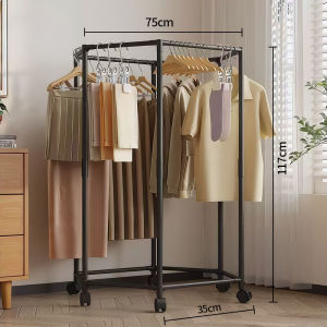 360° Movable Multifunctional Metal Floor-standing Coat Rack Home Clothes Storage Rack Dormitory Balcony Drying rack