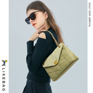 LIKEBAG fashion High Capacity Tote Bag Solid Color Classic Plaid Leather Single Shoulder Bag for Women