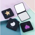 Gương trang điểm gấp gọn mini 2 mặt thường và phóng to màu đen vỏ nhám 7*6.5cm-HAUSE. 