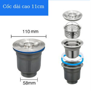 Bầu inox đựng rác cho chậu rửa bát