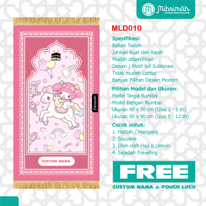 Sajadah Anak Custom Desain Modern Motif Sublimasi - Mihrimah Melody Series - Warna Peach/Hitam Putih