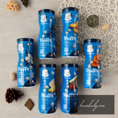 [HCM] Bánh ăn dặm cho bé Gerber Puffs ngôi sao đồ ăn dặm Gẻber cho bé từ 8 tháng tuổi