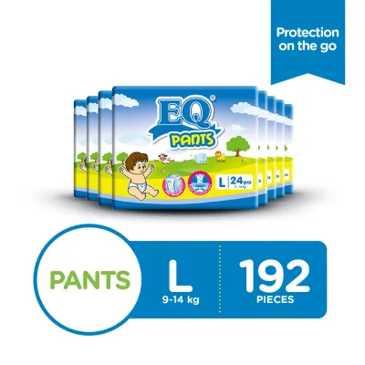 EQ Pants Large (8-14 kg) - 24 pcs x 8 packs (192 pcs) - Diaper Pants [Case]