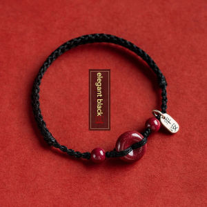 Natural Purple Gold Sand Cinnabar Red String Bracelet Hand-woven Red Rope Bracelet Peace Buckle Lucky Charm Bracelet