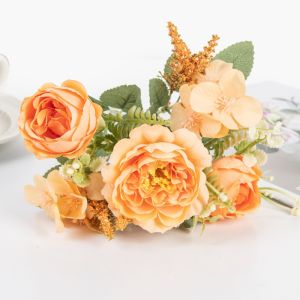 1 Bunch Beautiful Hydrangea Roses Artificial Flowers for Home Wedding Decorations Autumn Bouquet Mousse Peony Fake Flower Valentines Day