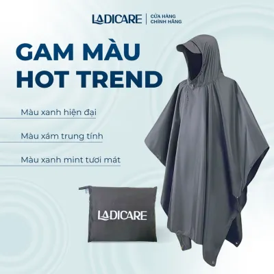 Áo Mưa Măng Tô LADICARE Vải Da Cá Chống Thấm Siêu Bền Cho Nam Nữ Đi Xe Máy