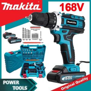【COD】JAPAN Cordless Drill Electric Drill Cordless Impact Drill Power Tools Set Screw Wireless Hammer 168V 2 Battery Wireless Hand Drill Rechargeable Heavy Duty Carbon Brush Lithium Battery Rechargeable Drill For Wood Working Machine