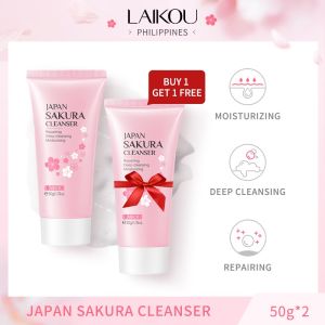 [Buy 1 Get 1] LAIKOU Sakura Facial Wash Brightening Foam Cleanser Cleansing Pores Mild Oil Control