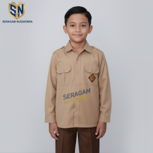 Seragam Nusantara - Baju Pramuka Laki-laki Saku Atas Lengan Panjang Oxford GS Seragam pramuka SD SMP SMA Penggalang Palang