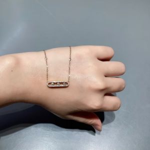 外贸饰品梅家项链V金三钻小号滚珠满钻简约个性风滑动锁骨链饰品