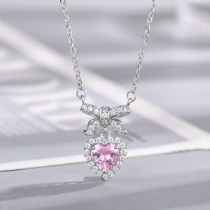 S925 Sterling Silver Light Luxury Bow Knot Love Smart Necklace Women Clavicle Chain Pendant LovelylifeFu COD