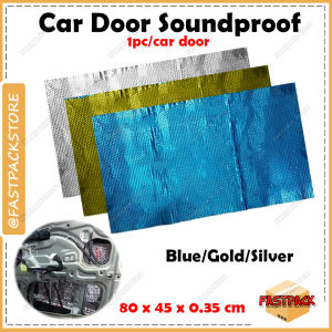 EASY DIY All Type Samurai Sound Proof Aluminium Series Heat Mat Damper Aluminium SoundProof Suit For All Car One Door One Pieces (80 x 45 x 0.35 CM PER PC) Kalis Bunyi Pintu Kereta Aluminium - Blue Series / Gold Series