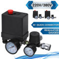 (in stock) 220V 0-180 Psi Air Compressor Pressure Switch Control Aluminum Alloy Valve Switch Manifold Relief Regulator Gauges W/Quick Connector. 